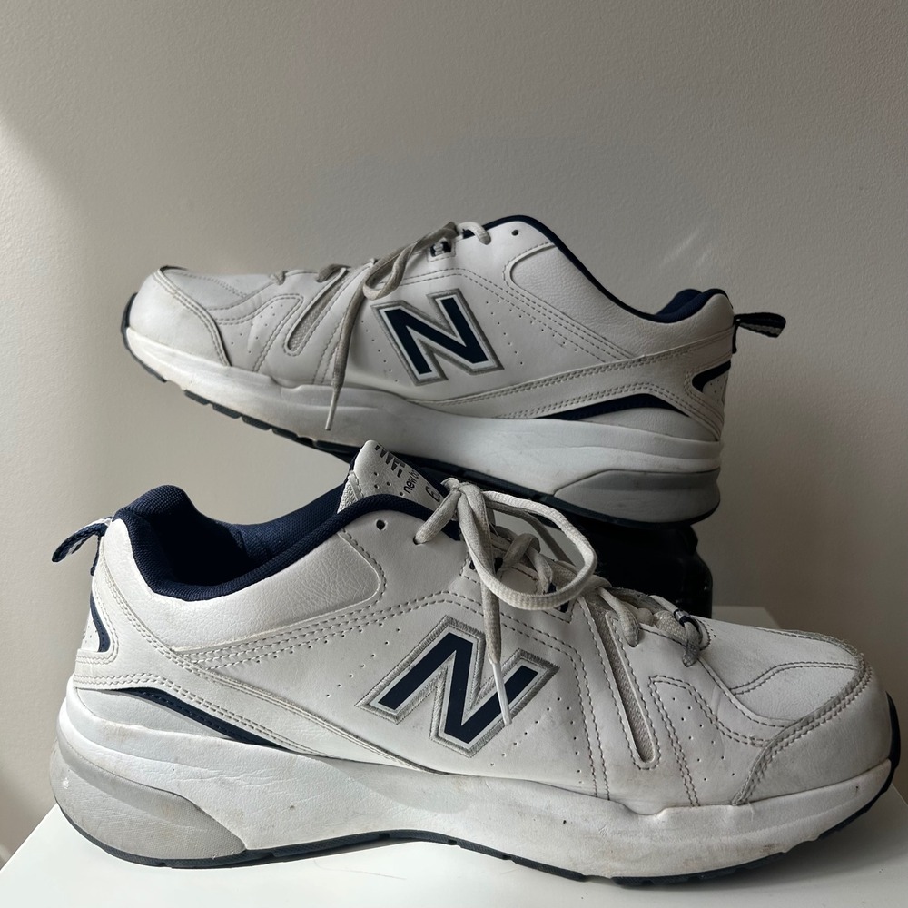 New Balance 608 V5 Mens US 13 4E White Navy Leather Training Sneakers‎ MX608WM5